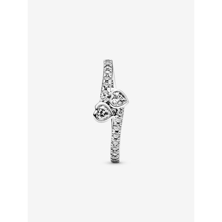 Pandora Sterling Silver Two Sparkling Hearts Ring Image 5