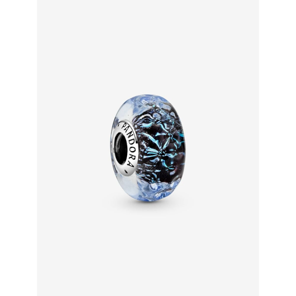 Pandora Sterling Silver Wavy Dark Blue Murano Glass Ocean Charm Image 1