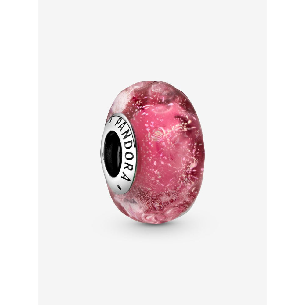 Pandora Sterling Silver Wavy Fancy Pink Murano Glass Charm Image 1