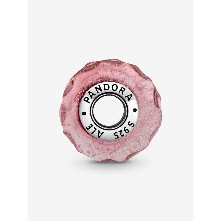 Pandora Sterling Silver Wavy Fancy Pink Murano Glass Charm Image 5
