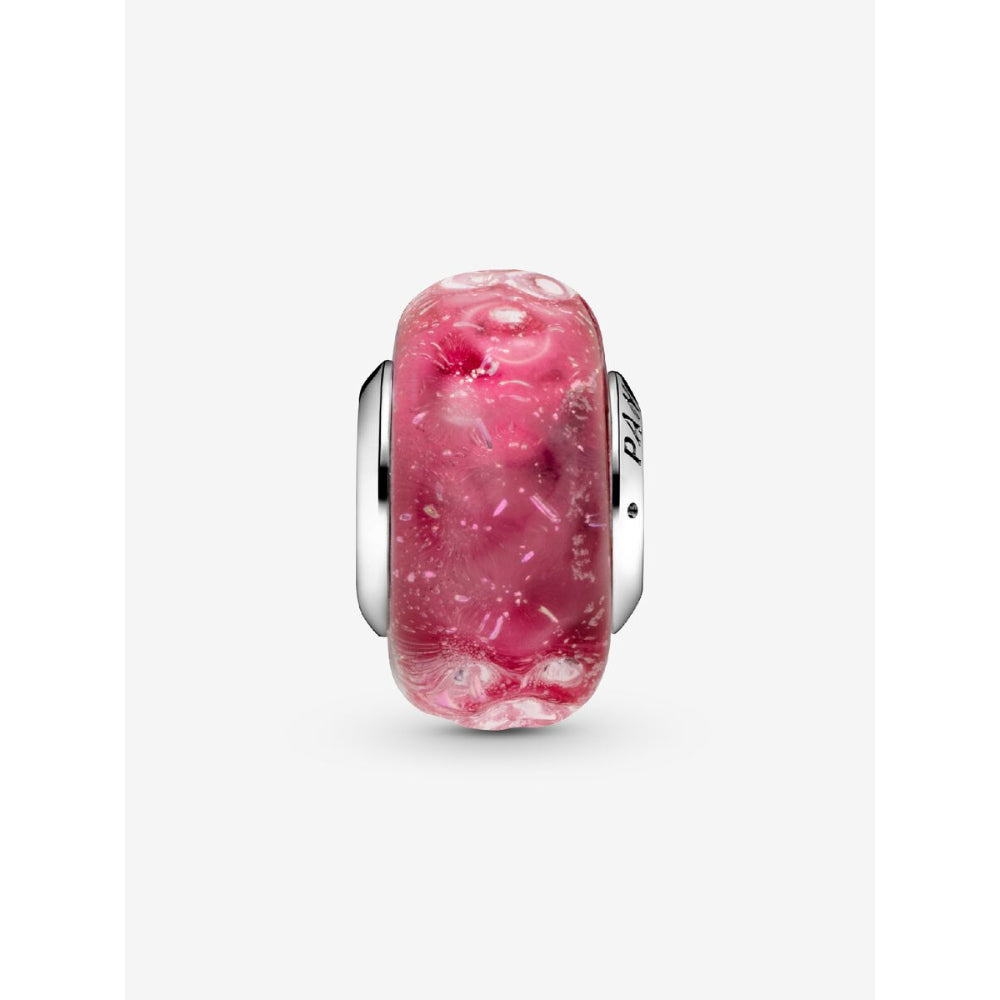 Pandora Sterling Silver Wavy Fancy Pink Murano Glass Charm Image 6