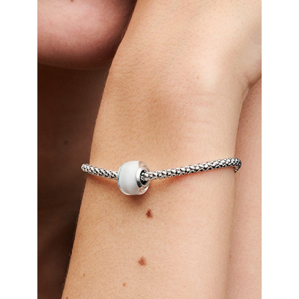 Pandora Sterling Silver White Mini Murano Glass Charm Image 2