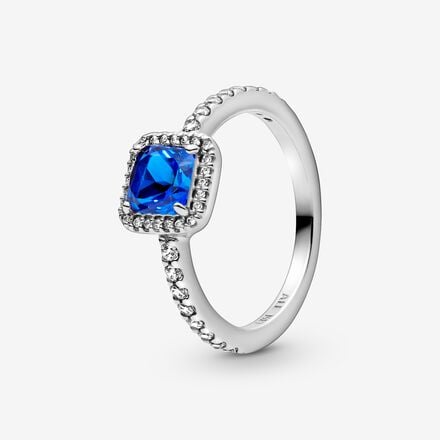 Pandora Timeless Blue Square Sparkle Halo Ring - MococoPandora198863C02-485700302866155Rings