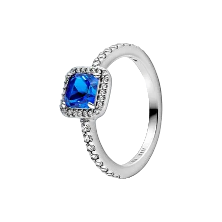 Pandora Timeless Blue Square Sparkle Halo Ring