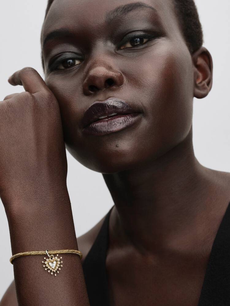 Pandora Two - Tone Radiant Heart Double Dangle Charm - MococoPandora764141C015700303230610Charms