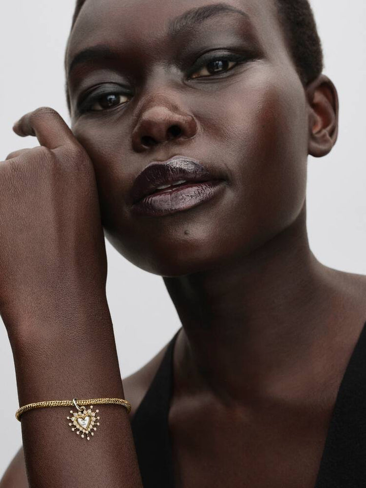 Pandora Two - Tone Radiant Heart Double Dangle Charm - MococoPandora764141C015700303230610Charms