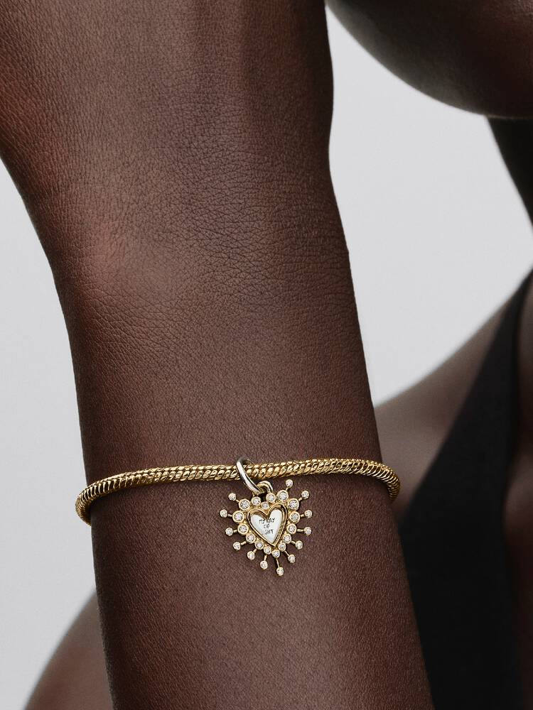 Pandora Two - Tone Radiant Heart Double Dangle Charm - MococoPandora764141C015700303230610Charms