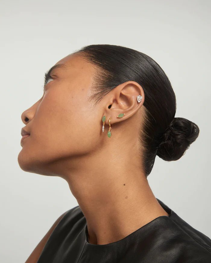 PDPAOLA Gold Green Aventurine Nomad Hoops - MococoPDPAOLAAR01 - A07 - U8435511747083Earrings