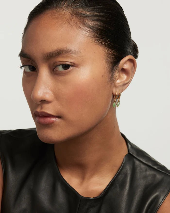 PDPAOLA Gold Green Aventurine Nomad Hoops - MococoPDPAOLAAR01 - A07 - U8435511747083Earrings