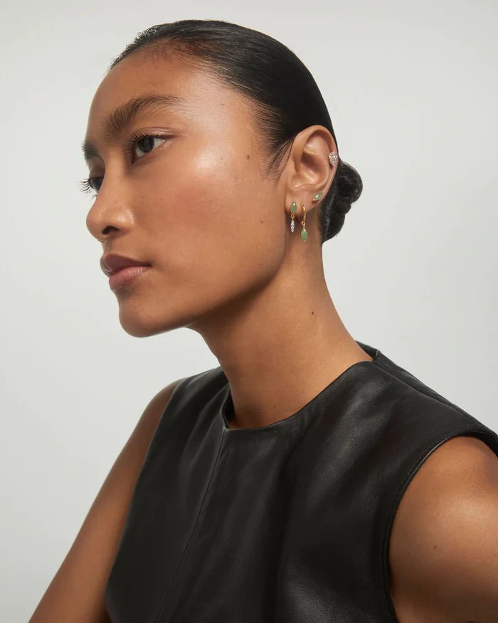 PDPAOLA Gold Green Aventurine Nomad Hoops - MococoPDPAOLAAR01 - A07 - U8435511747083Earrings