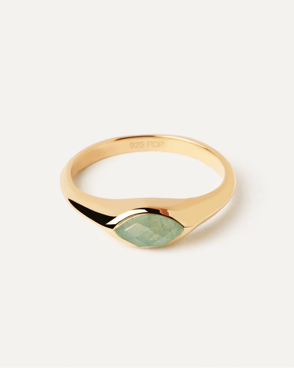 PDPAOLA Gold Green Aventurine Nomad Stamp Ring - MococoPDPAOLAAN01 - A47 - 128435511746550Rings