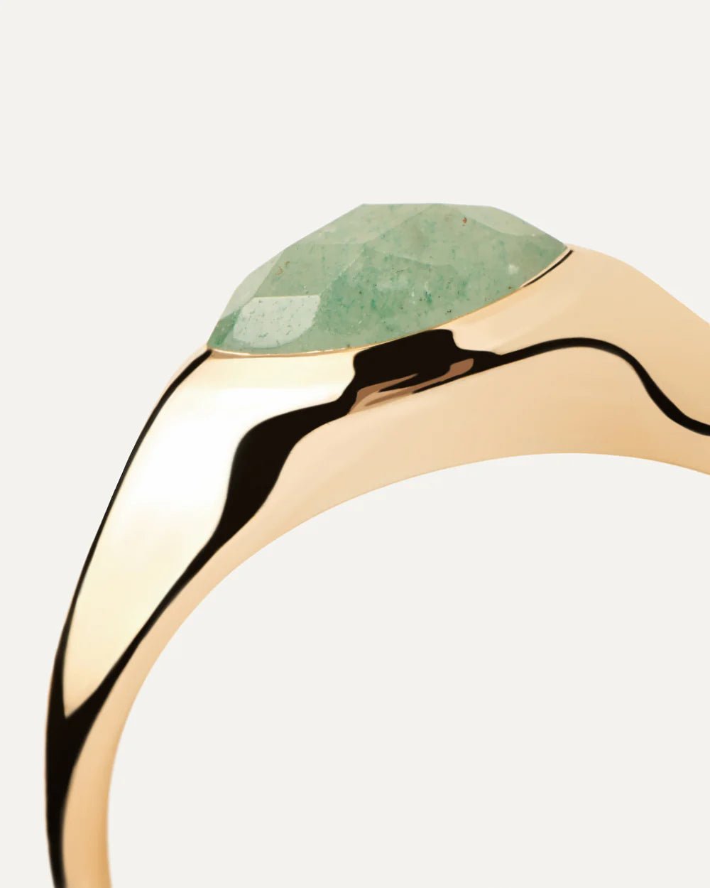 PDPAOLA Gold Green Aventurine Nomad Stamp Ring - MococoPDPAOLAAN01 - A47 - 128435511746550Rings