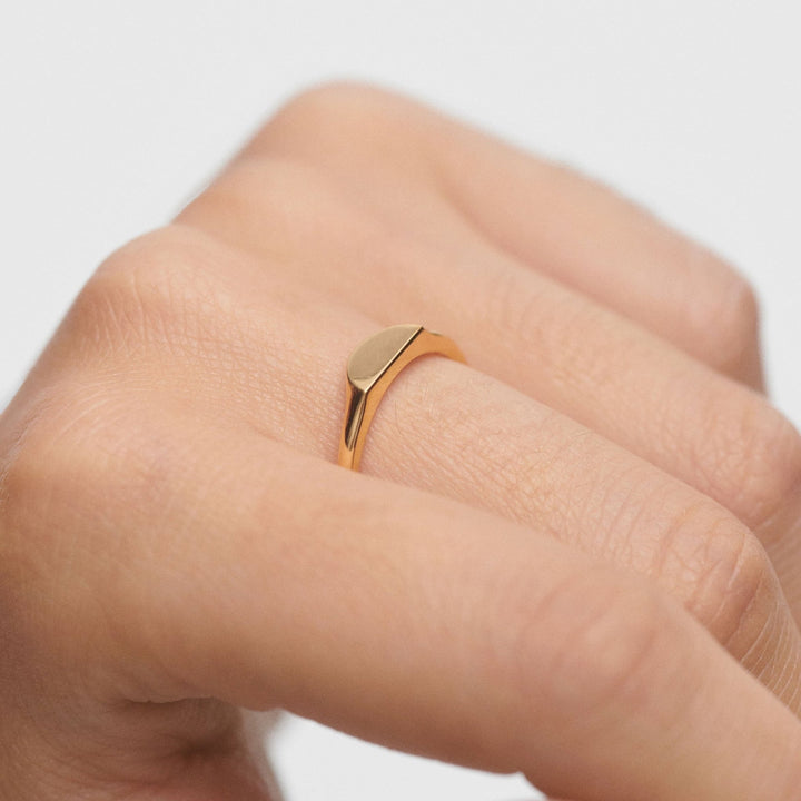 PDPAOLA Gold Half Circle Mini Stamp Ring - MococoPDPAOLAAN01 - C48 - 128435511756672Rings