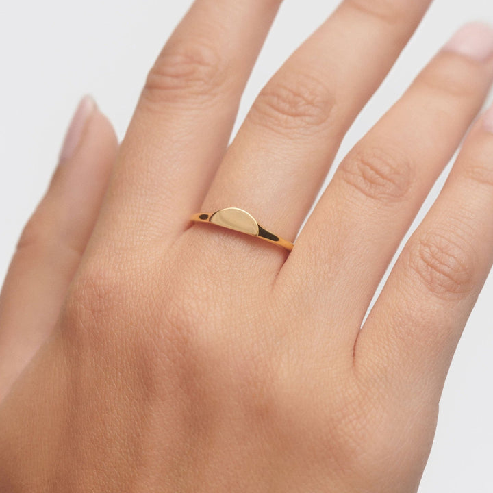 PDPAOLA Gold Half Circle Mini Stamp Ring - MococoPDPAOLAAN01 - C48 - 128435511756672Rings