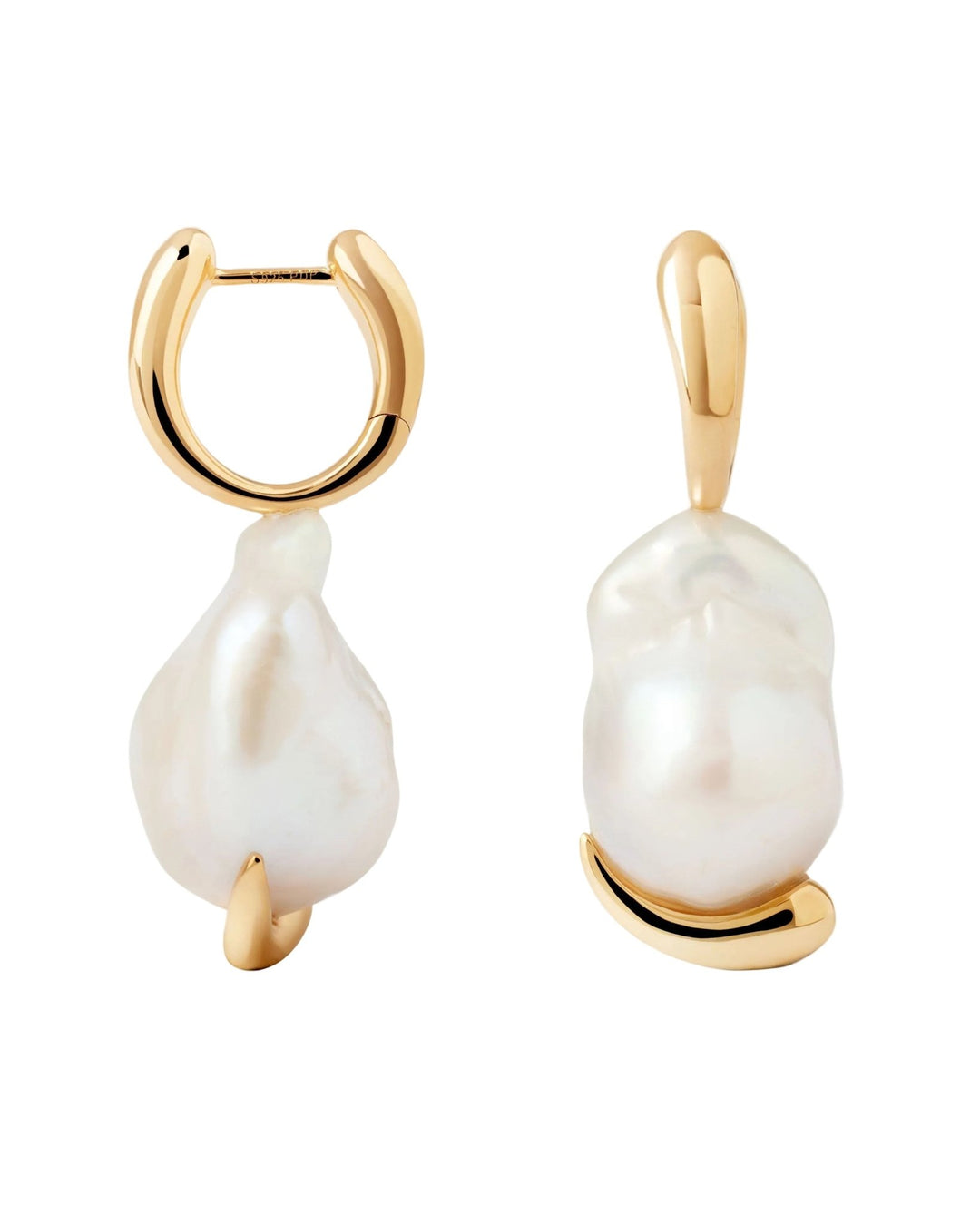 PDPAOLA Gold La Perla Marea Baroque Pearl Drop Hoop Earrings - MococoPDPAOLAAR01-G53-UEarrings