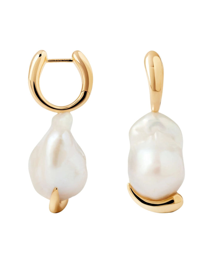 PDPAOLA Gold La Perla Marea Baroque Pearl Drop Hoop Earrings - MococoPDPAOLAAR01-G53-UEarrings