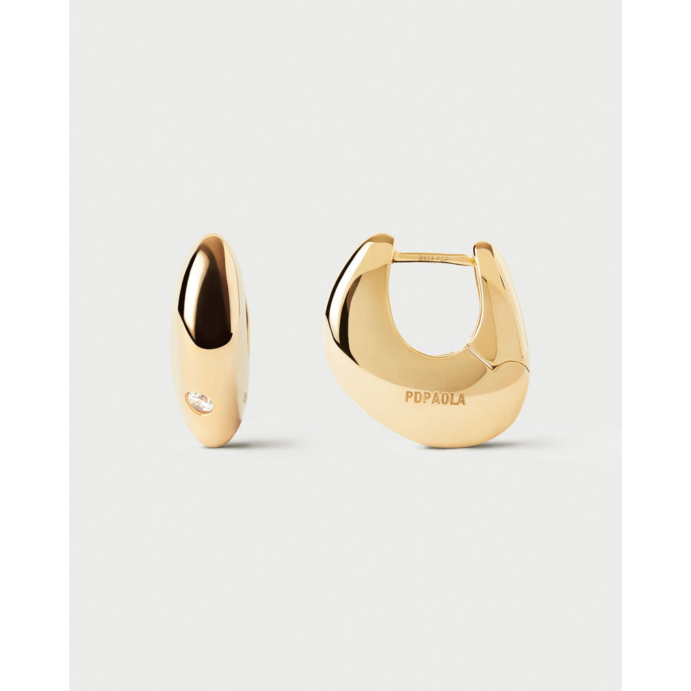 PDPAOLA Gold Wave Hoops Earrings Image 1