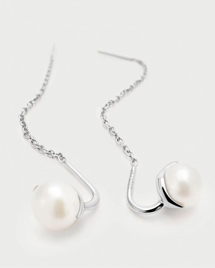 PDPAOLA Silver La Perla Lyra Pearl Drop Earrings - MococoPDPAOLAAR02-G57-UEarrings