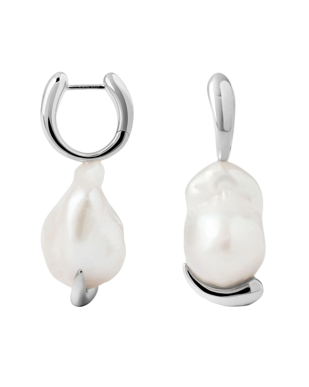 PDPAOLA Silver La Perla Marea Baroque Pearl Hoop Earrings - MococoPDPAOLAAR02-G53-UEarrings