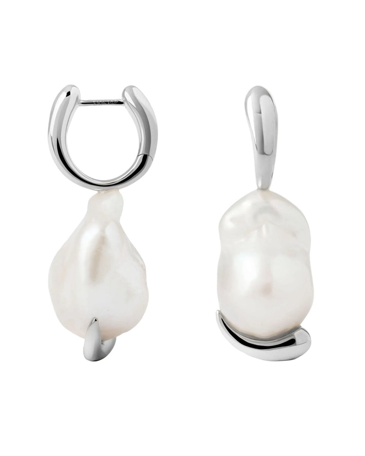 PDPAOLA Silver La Perla Marea Baroque Pearl Hoop Earrings - MococoPDPAOLAAR02-G53-UEarrings