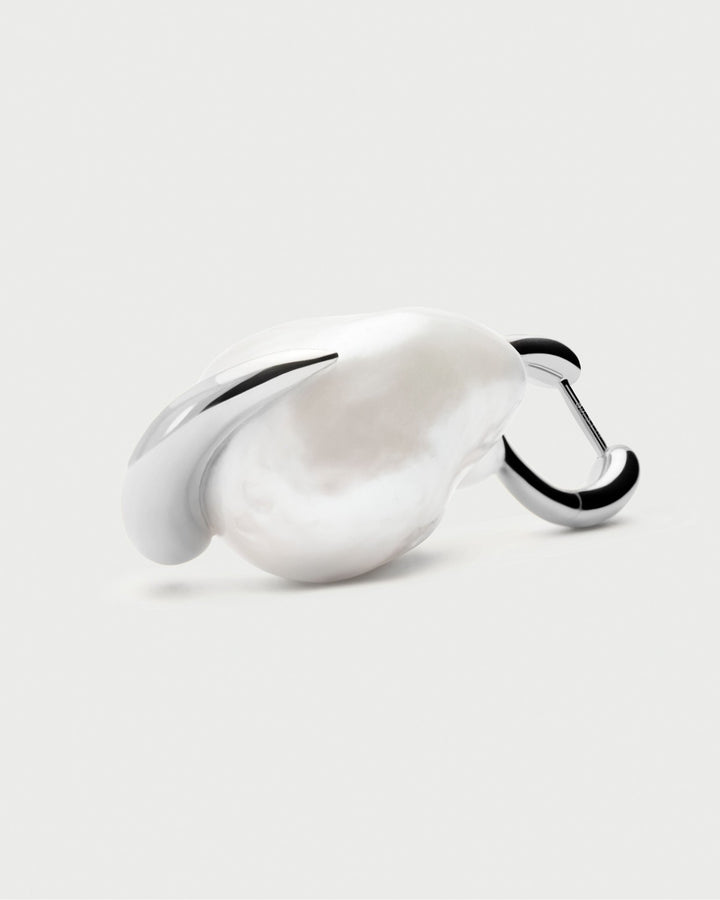 PDPAOLA Silver La Perla Marea Baroque Pearl Hoop Earrings - MococoPDPAOLAAR02-G53-UEarrings