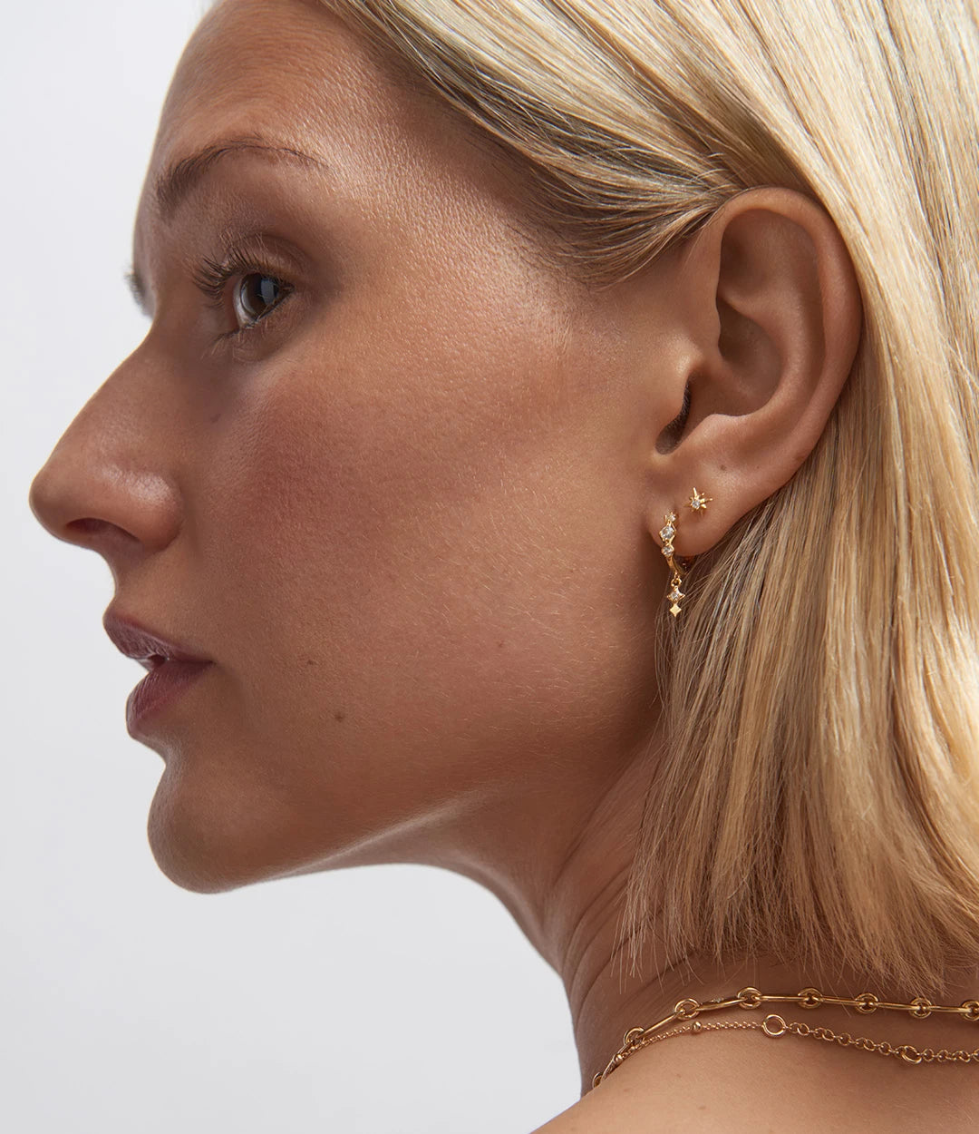 Astley Clarke Polaris Star Stud Earrings - White Sapphire & Sterling Silver/Gold Vermeil
