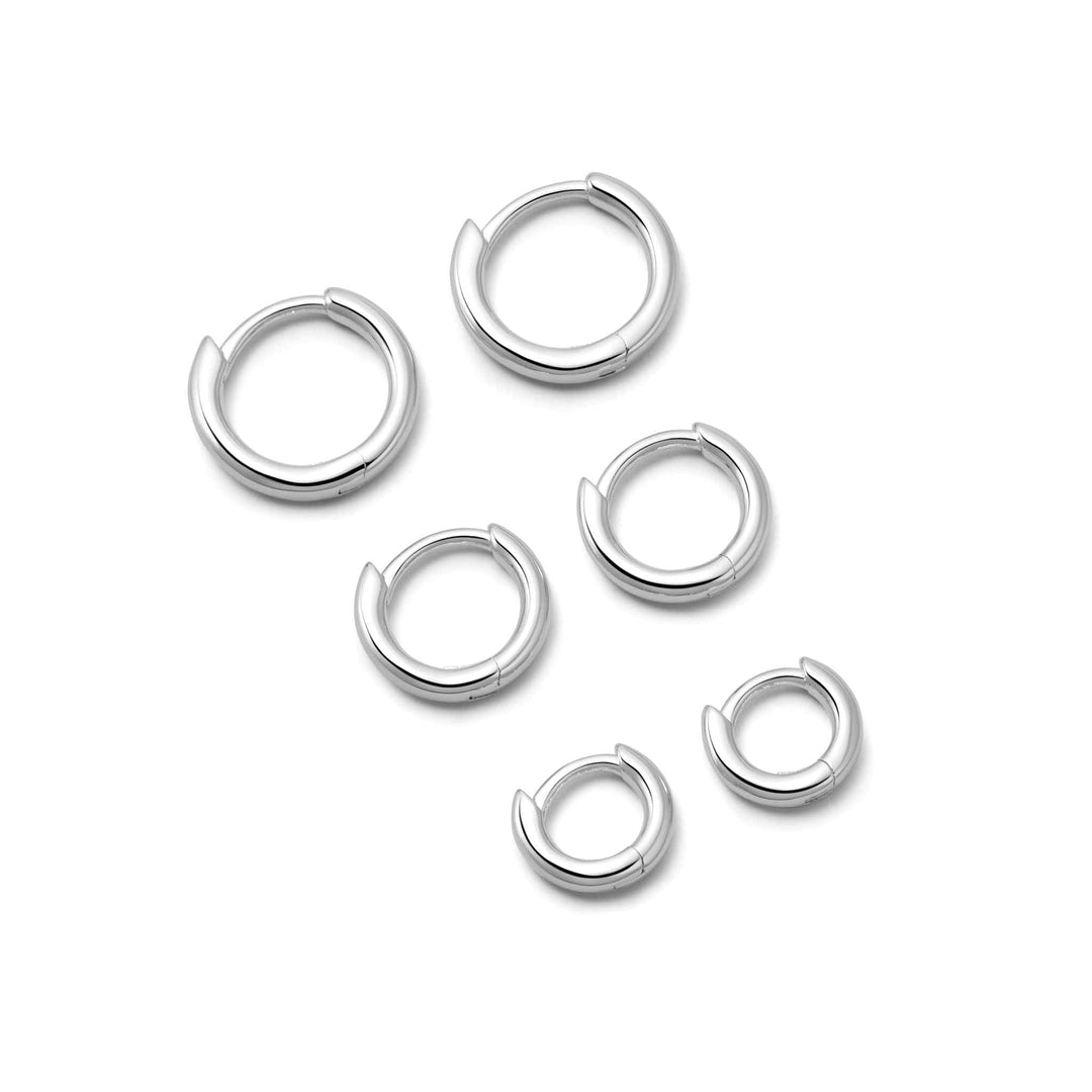 Versatile Polly Essential Huggie Stack: Mini, Medium, Large Sterling Silver Earrings