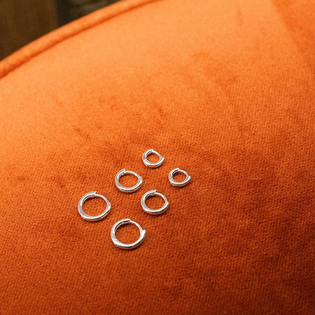 Versatile Polly Essential Huggie Stack: Mini, Medium, Large Sterling Silver Earrings