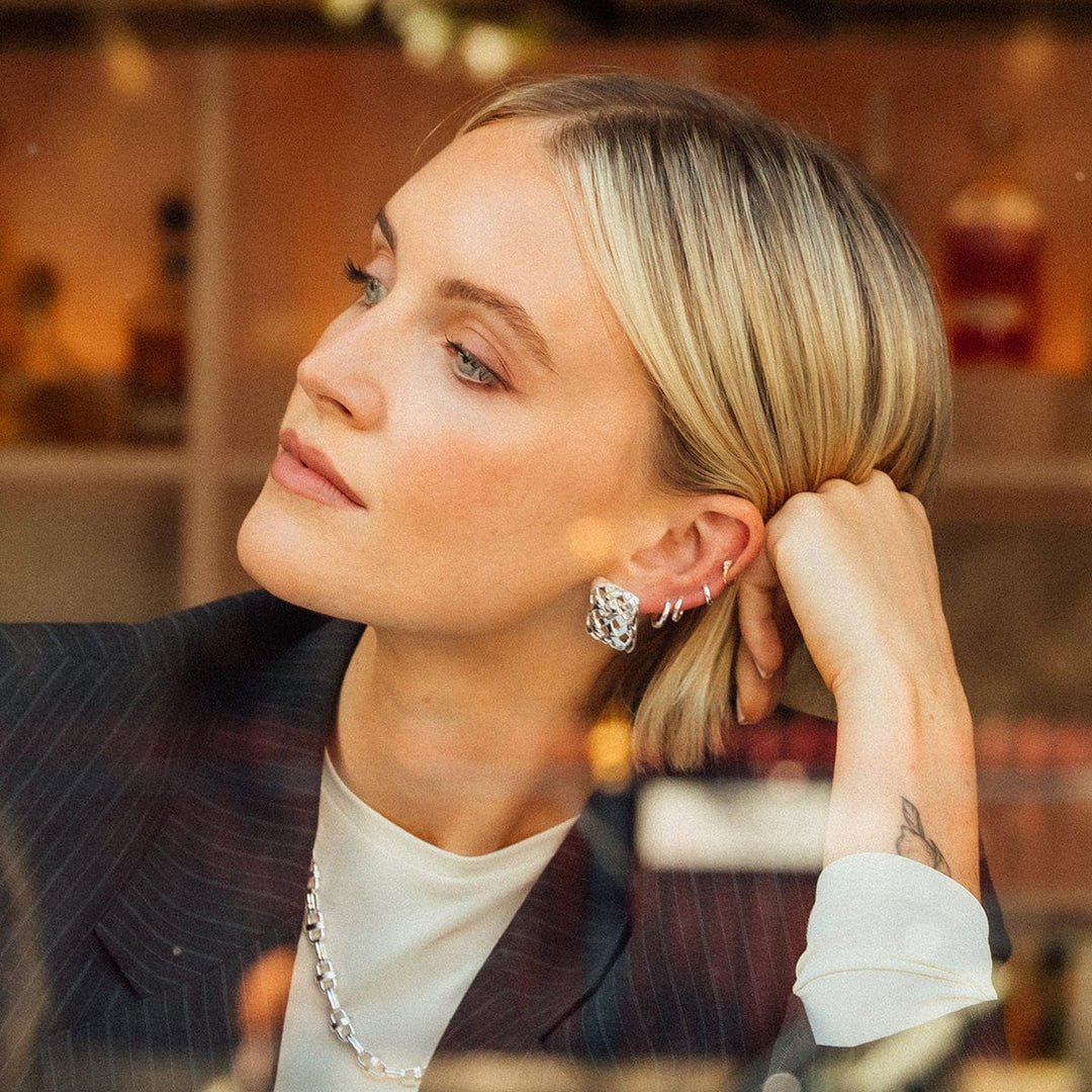 Versatile Polly Essential Huggie Stack: Mini, Medium, Large Sterling Silver Earrings