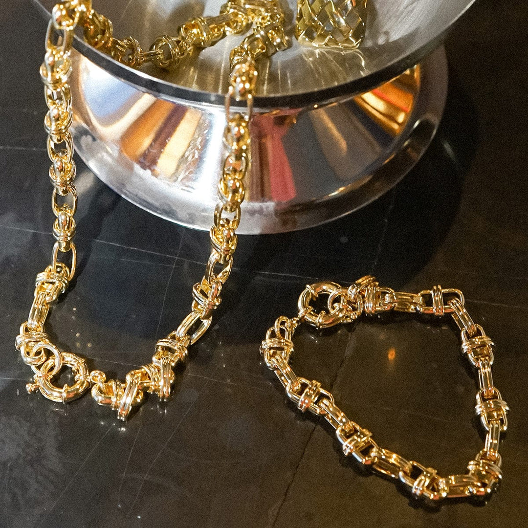 Polly Lock Chunky Chain Bracelet 18ct Gold Plate - Statement Jewellery