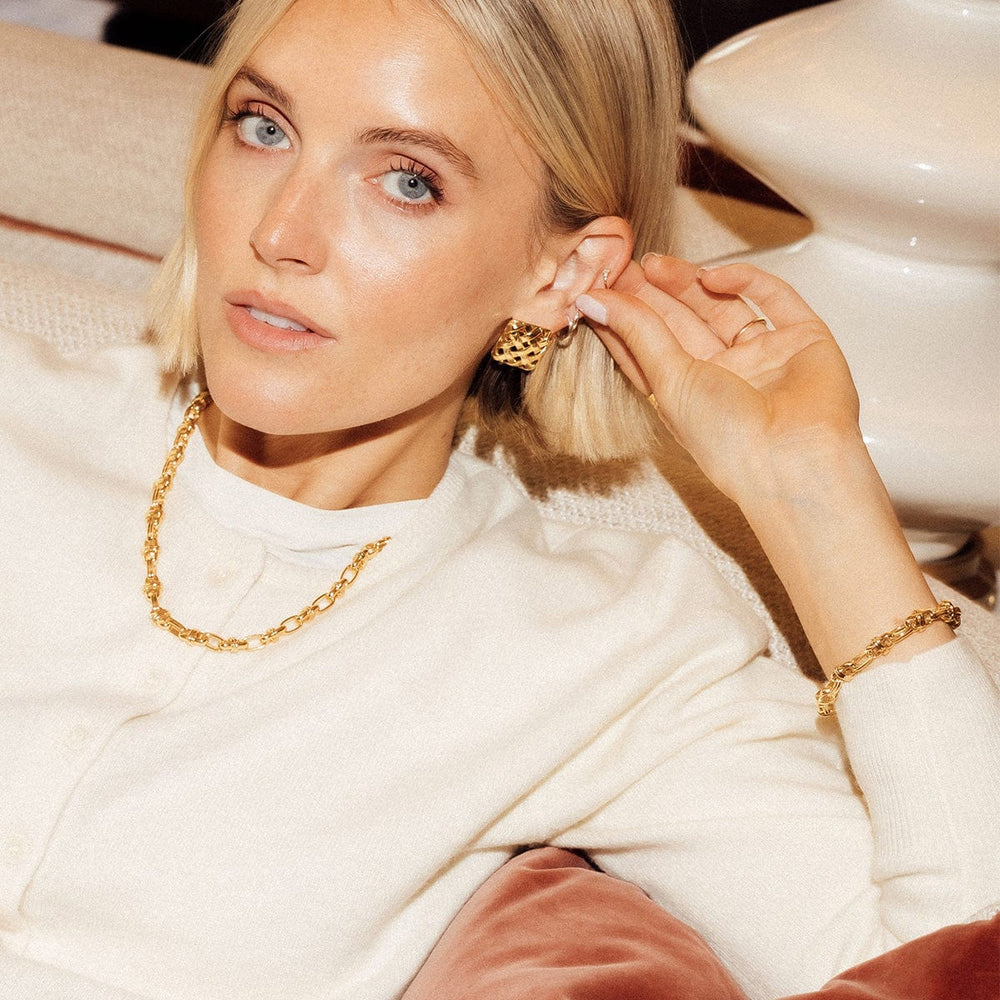 Polly Lock Chunky Chain Bracelet 18ct Gold Plate - Statement Jewellery