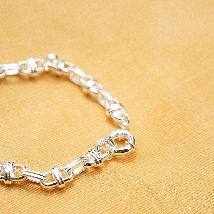 Polly Lock Silver Plated Chunky Chain Bracelet, Bold Knot Links, Timeless Style