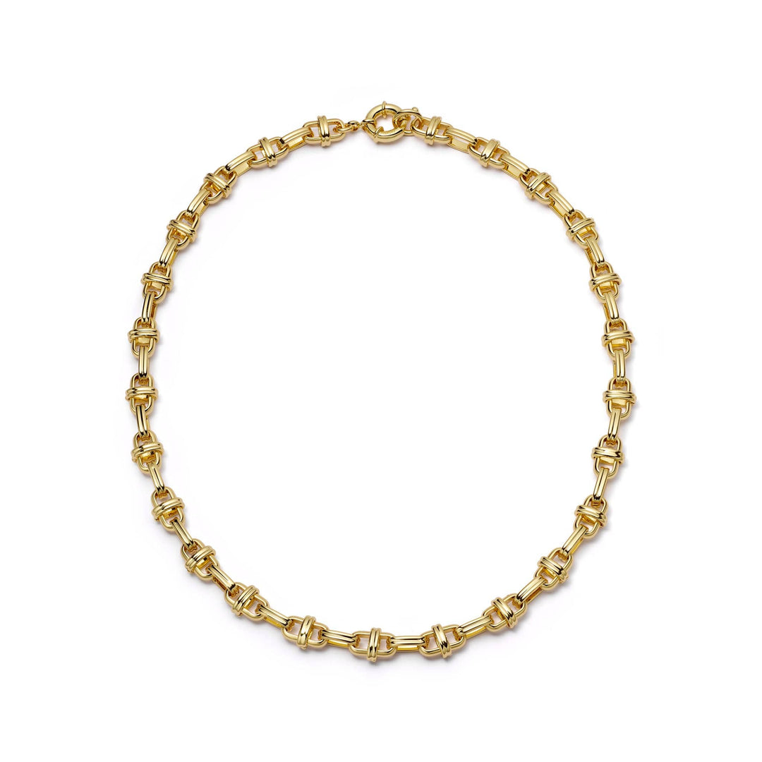 Chunky Polly Lock Chain Necklace 18ct Gold Plated Brass Statement Jewellery