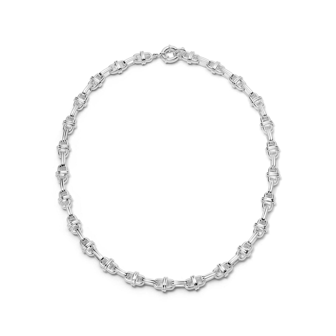 Polly Lock Chain Necklace: Chunky Silver Plated Statement Jewellery for Layering