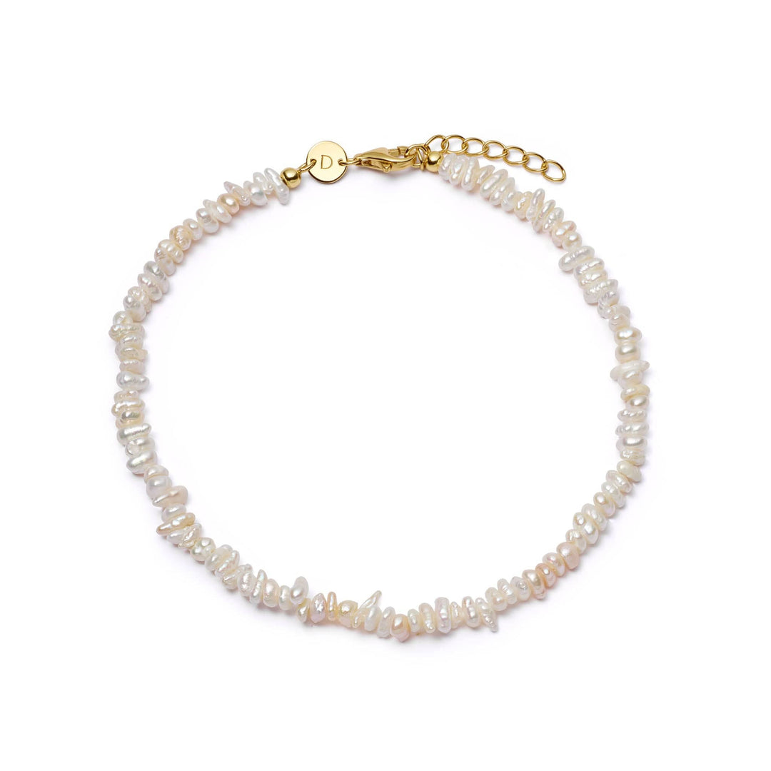 Daisy London Polly Beach Pearl Anklet 18ct Gold Plate