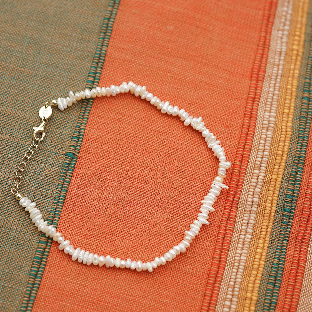Daisy London Polly Beach Pearl Anklet 18ct Gold Plate