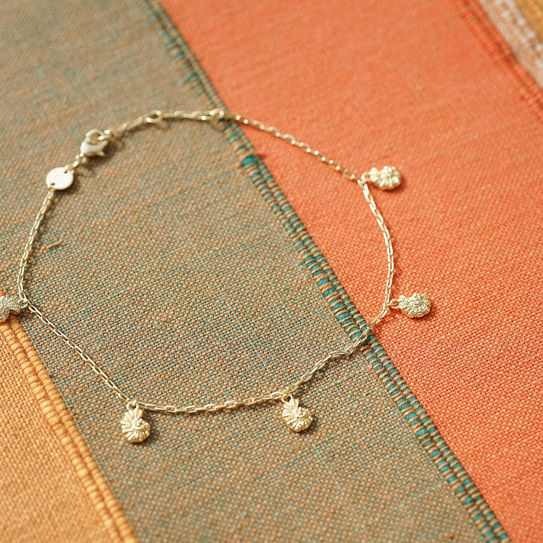 Daisy London Polly Shell Charm Anklet 18ct Gold Plate