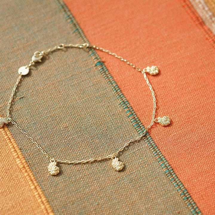 Daisy London Polly Shell Charm Anklet 18ct Gold Plate
