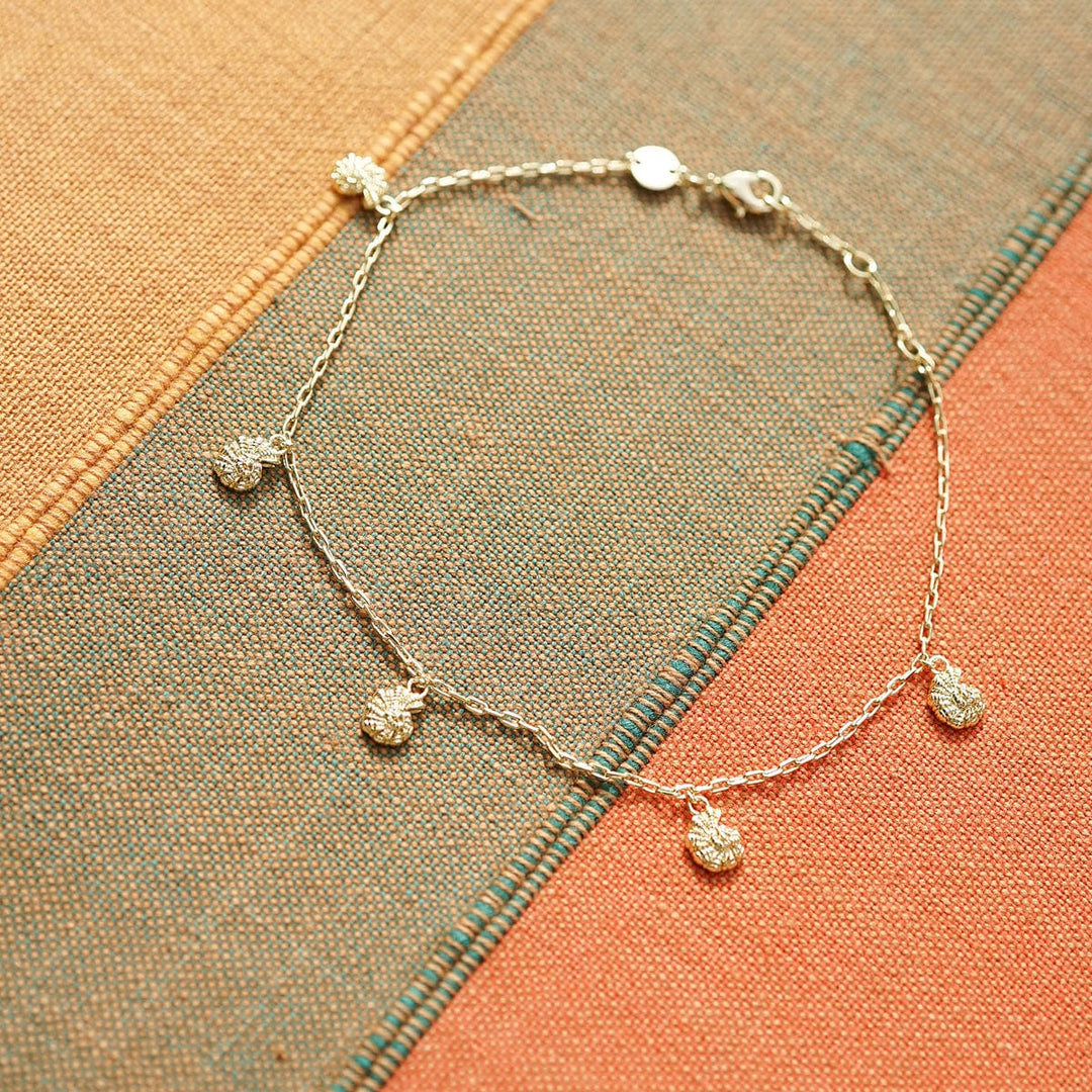 Daisy London Polly Shell Charm Anklet 18ct Gold Plate