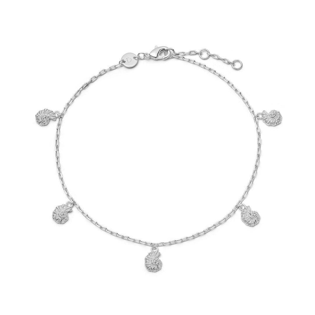 Daisy London Polly Shell Charm Anklet Silver Plate