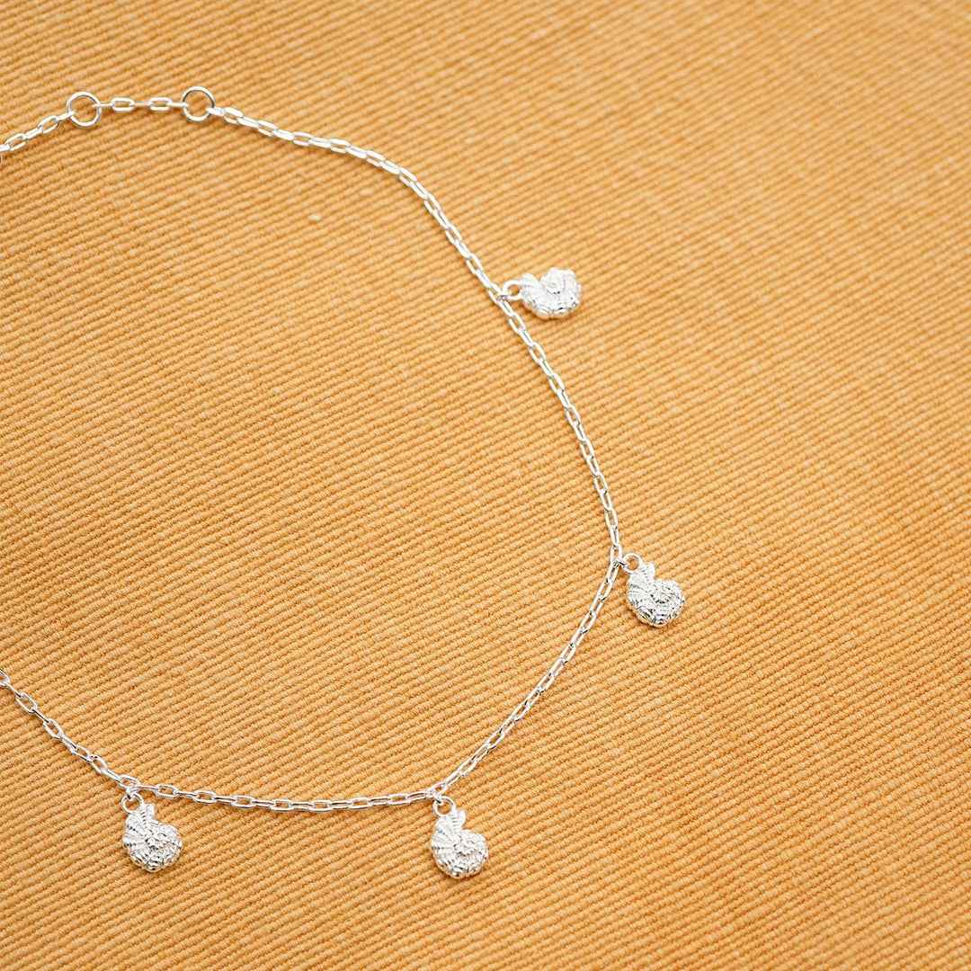Daisy London Polly Shell Charm Anklet Silver Plate