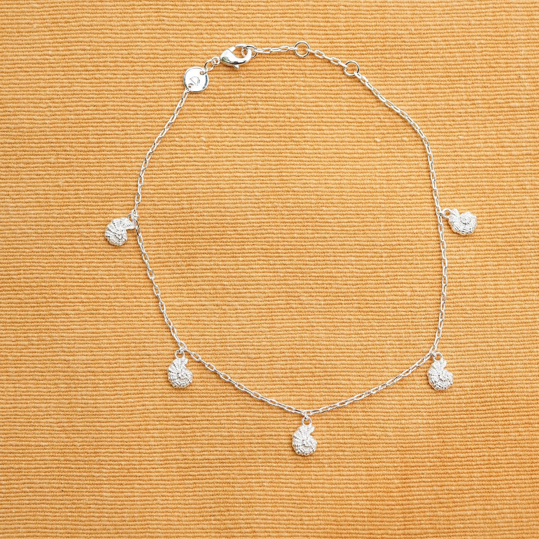 Daisy London Polly Shell Charm Anklet Silver Plate