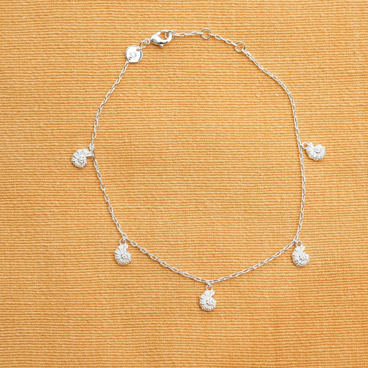 Daisy London Polly Shell Charm Anklet Silver Plate