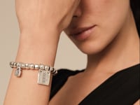 UNOde50 Bead Bracelet With Tubular Piece And Silver-Plated Plate With Message