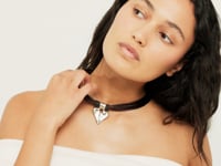 UNOde50 Pálpito Leather and Silk Thread Heart Necklace Brown Silver