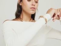 UNOde50 Beat Collection Silk Thread and Leather Heart Bracelet Camel