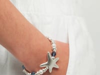 UNOde50 Arcadia Elastic Bracelet with Blue Crystals and Starfish Silver
