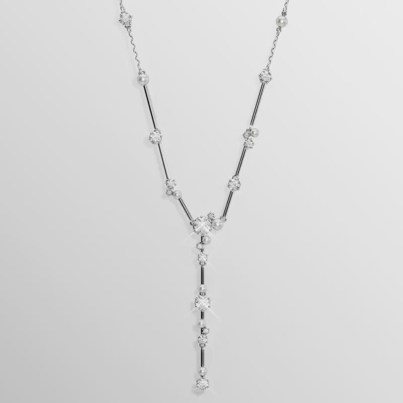 Swarovski Constella Round Cut Y Necklace Rhodium-Plated