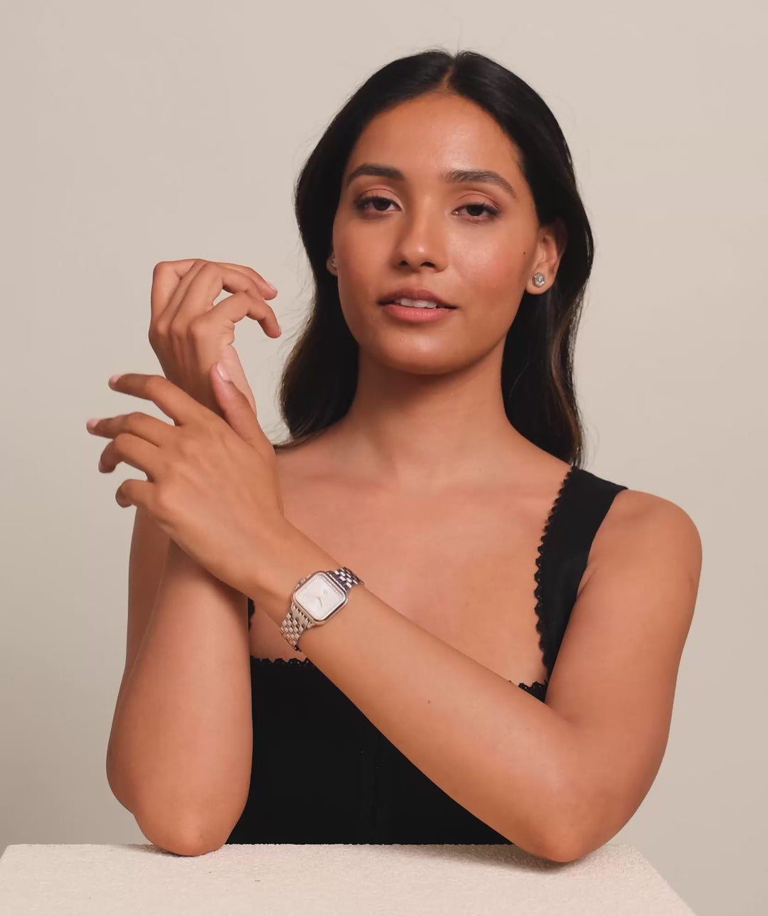 Olivia Burton Silver & Carnation Grosvenor White Dial Watch