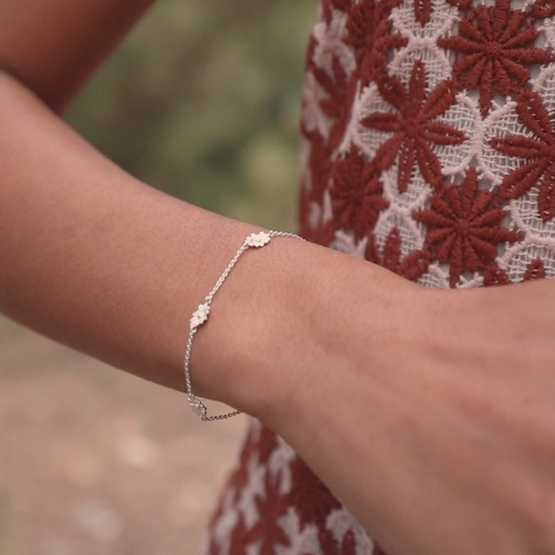 Daisy London Silver Triple Daisy Bracelet